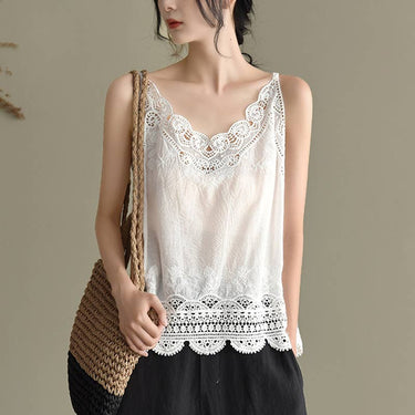 Lace Trim Camisole Stone Wash Tank Top